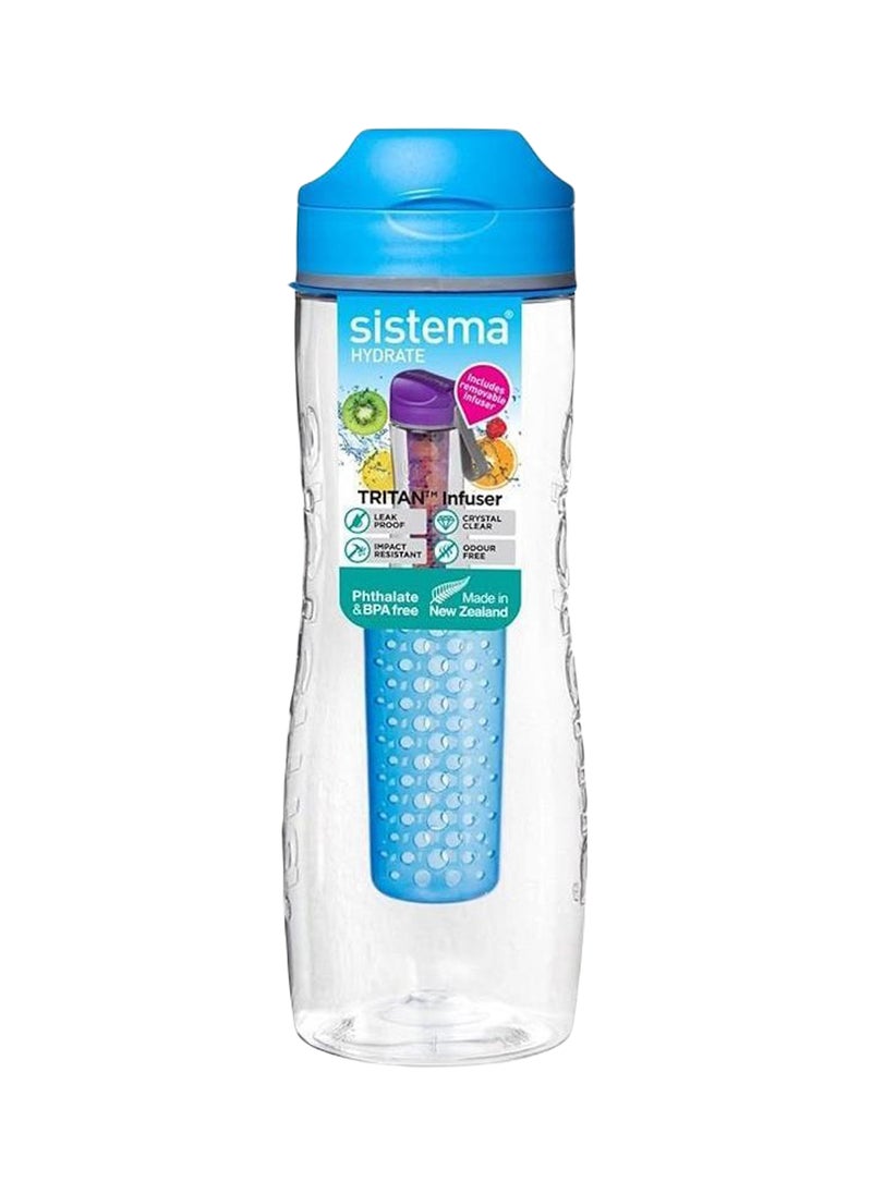 Sistema 800ml Tritan Infuser Bottle, with removable infuser, shatterproof & Scratch Resistant with wide mouth sipper, Dishwasher, Microwave Safe and BPA Free, Blue , Made In New Zealand