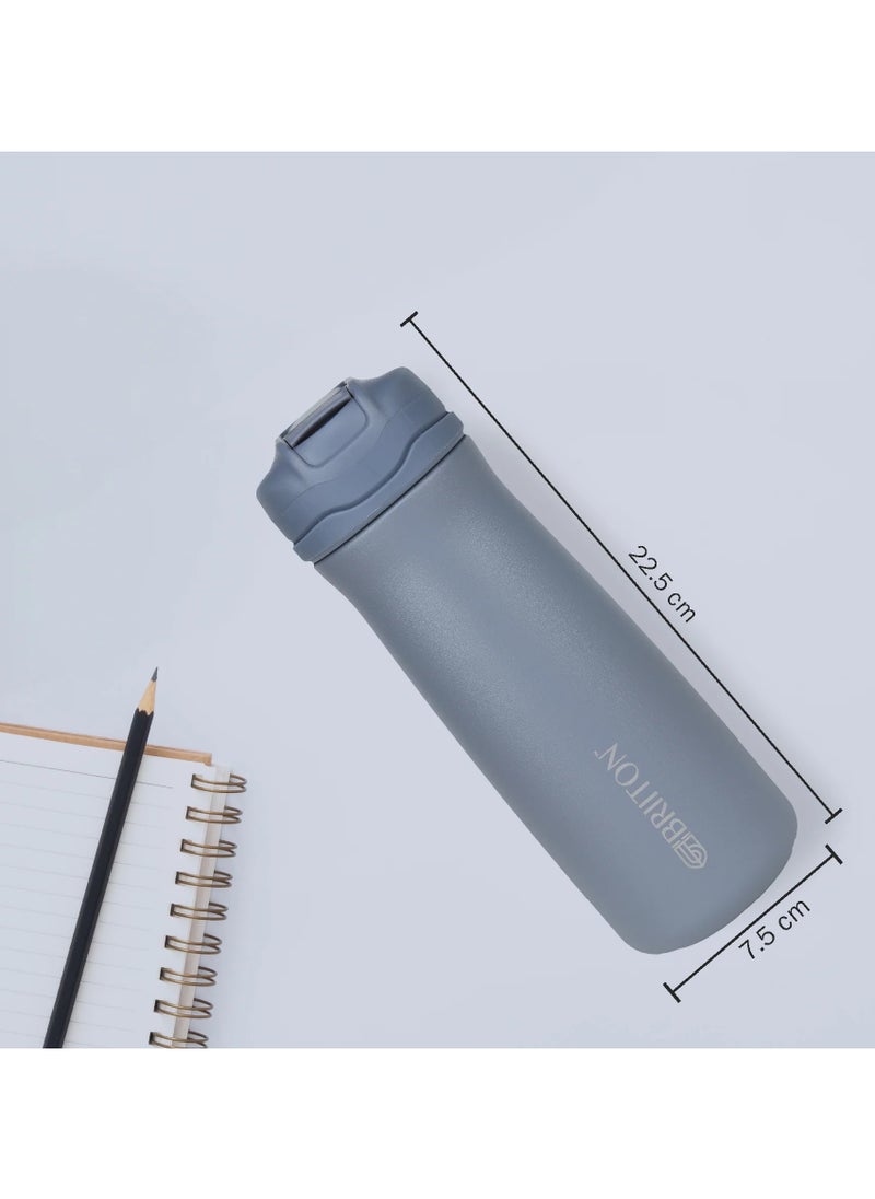 Hybec 600ml Hot & Cold Water Bottle - Grey | BPA-Free Stainless Steel | 24-Hour Insulation | Leak-Proof Design | Easy to Clean|Easy to Carry | Rust & Leak Proof | Tea | Coffee | Office| Gym