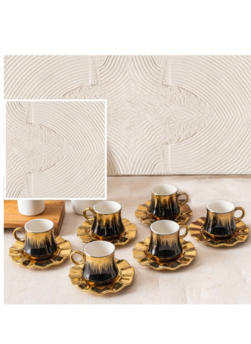 6 Sets of Vintage Turkish Ceramic Coffee Cups Set Espresso Tea Cup Sets and Saucer Luxury Gift Set