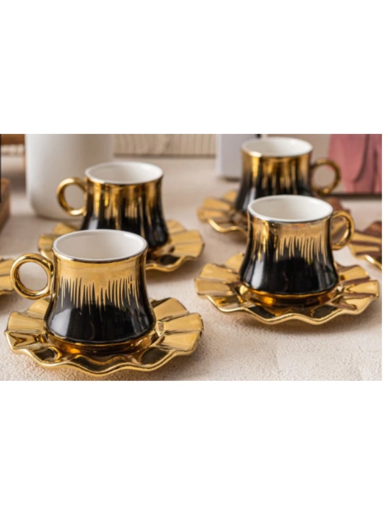 6 Sets of Vintage Turkish Ceramic Coffee Cups Set Espresso Tea Cup Sets and Saucer Luxury Gift Set