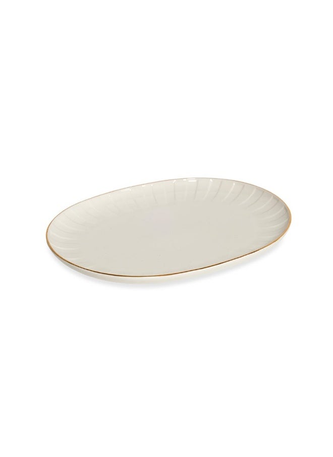 Absolute Oval Platter, Off-White And Gold - 30 Cm