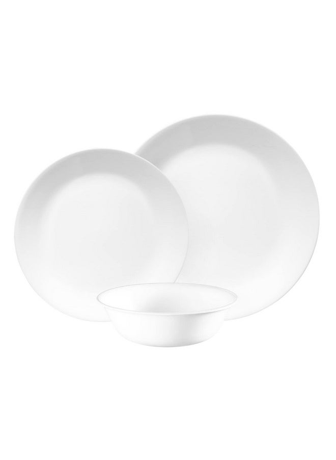 Corelle Dinnerware Set (12pc Set, Winter Frost White)-Dinner Set for 4 | 4 x Dinner Plates, Side Plates & Bowls | 3 X More Durable, Half The Space & Weight of Ceramic | up to 80% Recycled Glass