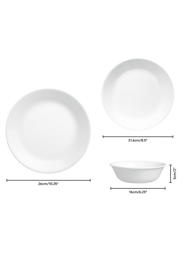 Corelle Dinnerware Set (12pc Set, Winter Frost White)-Dinner Set for 4 | 4 x Dinner Plates, Side Plates & Bowls | 3 X More Durable, Half The Space & Weight of Ceramic | up to 80% Recycled Glass