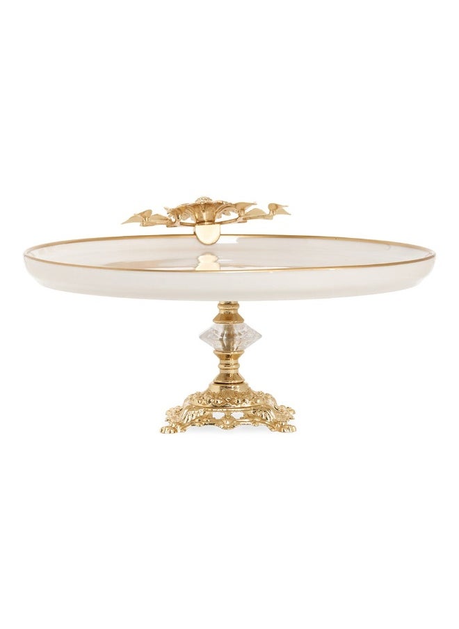 Lush Porcelain Serving Platter, Cream And Gold - 27Cm