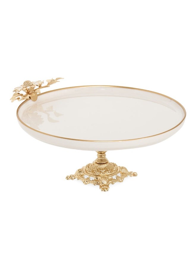 Lush Porcelain Serving Platter, Cream And Gold - 27Cm