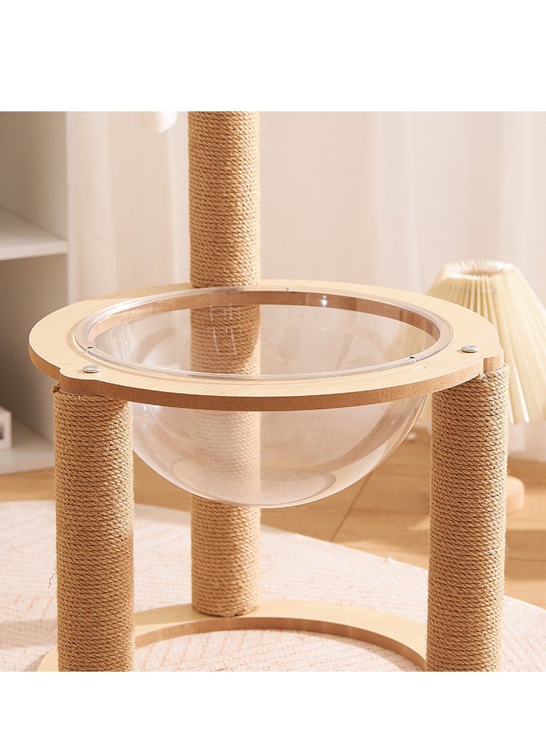 Cat climbing tree, cat bed, vertical cat claw column, fun space capsule 30cm cat bed, wear-resistant and scratch-resistant cat stand and cat tree, comes with cat plush ball toys Size:64*42cm