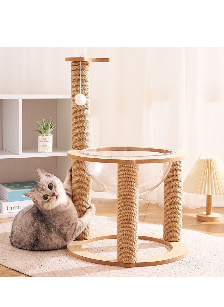 Cat climbing tree, cat bed, vertical cat claw column, fun space capsule 30cm cat bed, wear-resistant and scratch-resistant cat stand and cat tree, comes with cat plush ball toys Size:64*42cm