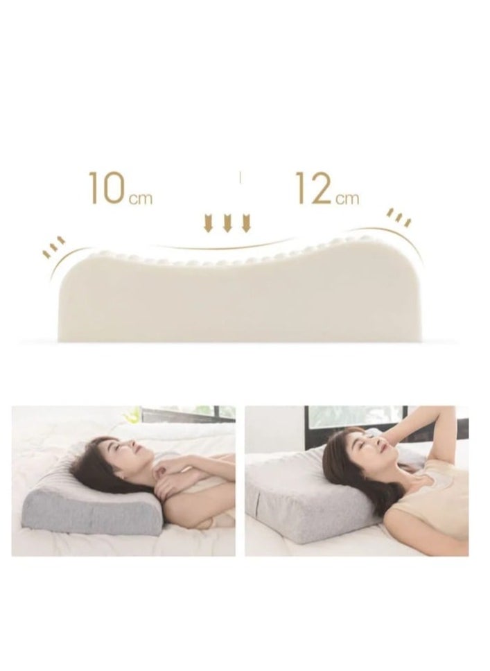 Cervical Massage Pillow High Purity Latex Neck Pillow Beige 61x11x41cm