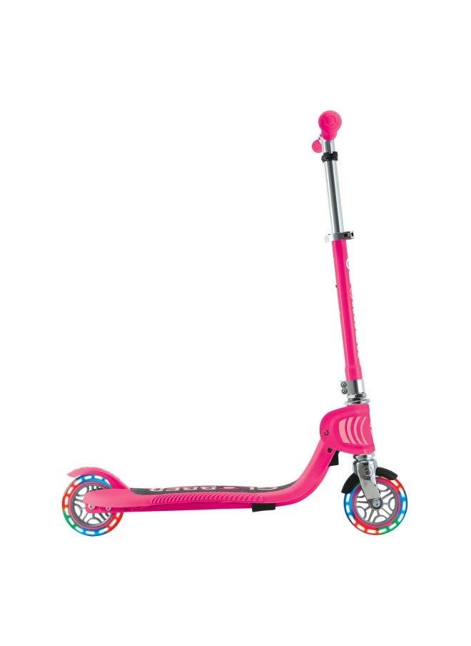 Globber Flow Foldable Junior Lights 2-wheel Kick Scooter in Fuchsia