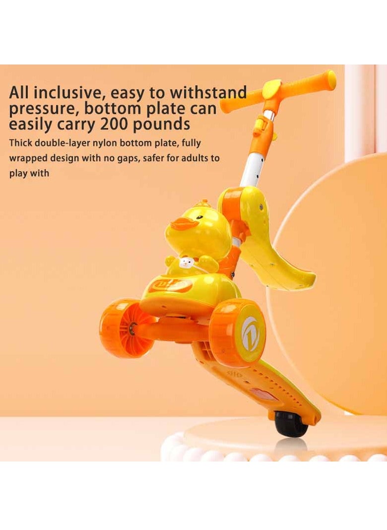 Children's Scooter, Height-Adjustable and Folding 3-Wheeled Scooter, Toddler Scooter for Children Aged 3-6 Years, Suitable for Boys and Girls - Children's 3-Wheeled Scooter with Light-Up LED Wheels