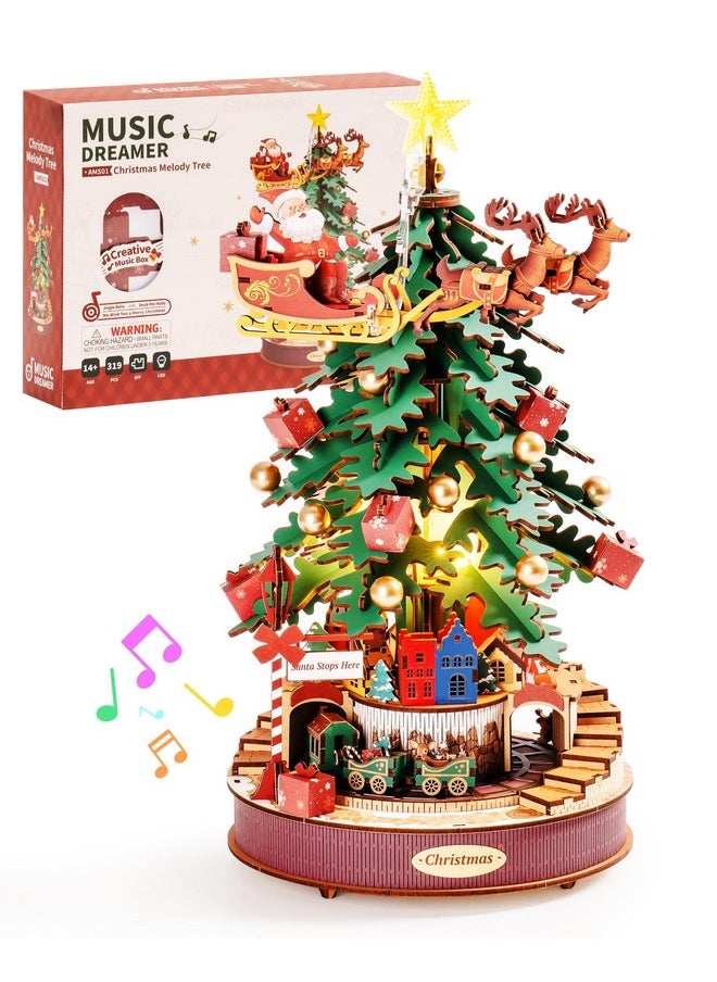 3D Puzzles For Adults Wooden Music Box With Led Diy Model Christmas Tree Building Kit For Kids Hobby Crafts Unique Home Decor