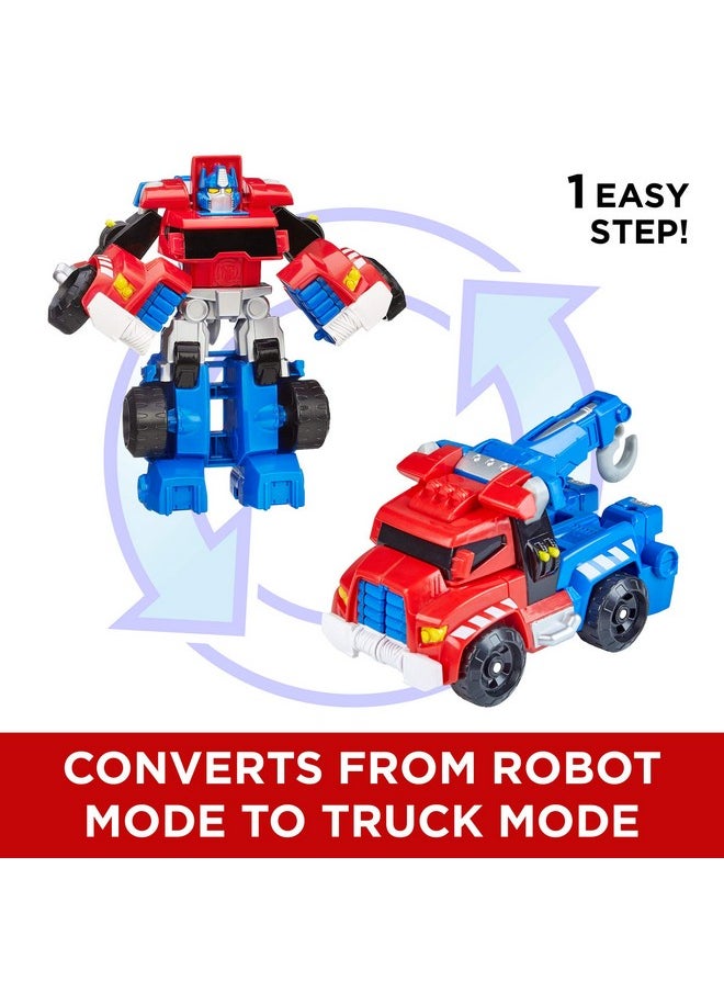 Playskool Heroes Rescue Bots Optimus Prime, 4.5-Inch Action Figure, Kids Converting Robot Toy, Christmas Stocking Stuffers, Ages 3+