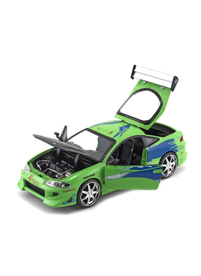 Jada 2001 Fast & Furious Brian's 1995 Mitsubishi Eclipse Car (1:24, Green)