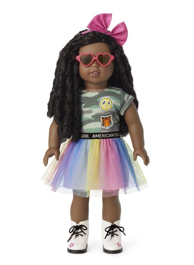 Truly Me 18-Inch Doll Accessories Rainbow Skirt, Pink Headband, And Heart-Shaped Sunglasses, For Ages 6+