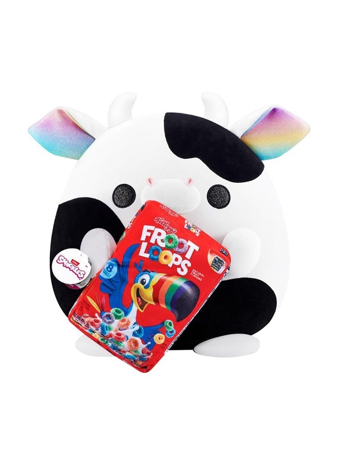 Snackles Cow Holding Froot Loops Plush Toy (35 cm)