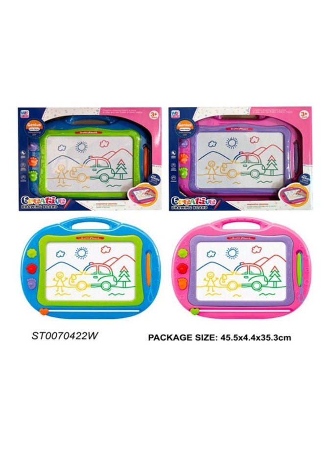 Colorful Magnetic Drawing Board for Kids - Portable Doodle Pad with Erasable Screen, Stamps, and Pen - Educational Art Toy for Creative Play - Available in Pink and Blue - Ideal for Noon Shoppers