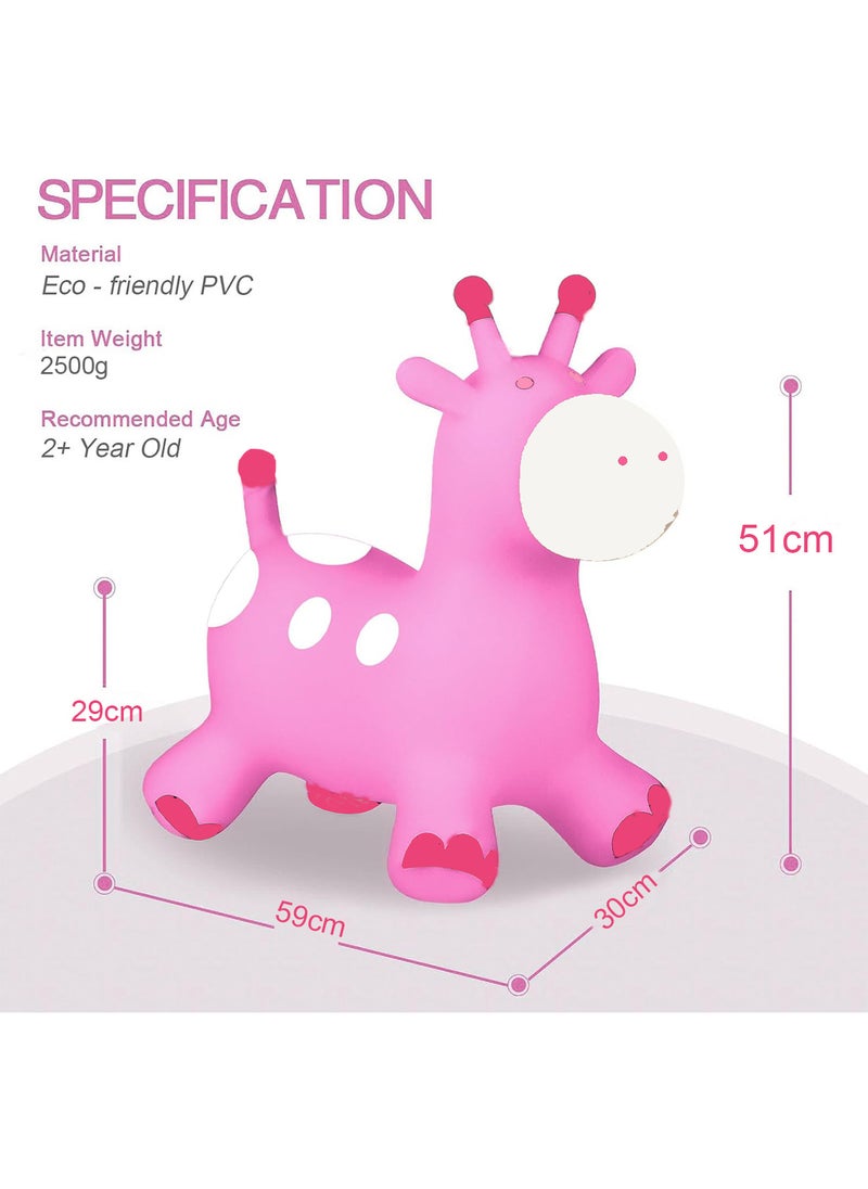 Large Inflatable Ride-on Bouncing Toy Rubber Giraffe Pink Horse Hopper Toddler Hopping Toys Jumping Horse Outdoor Indoor Ride on For Kids Children