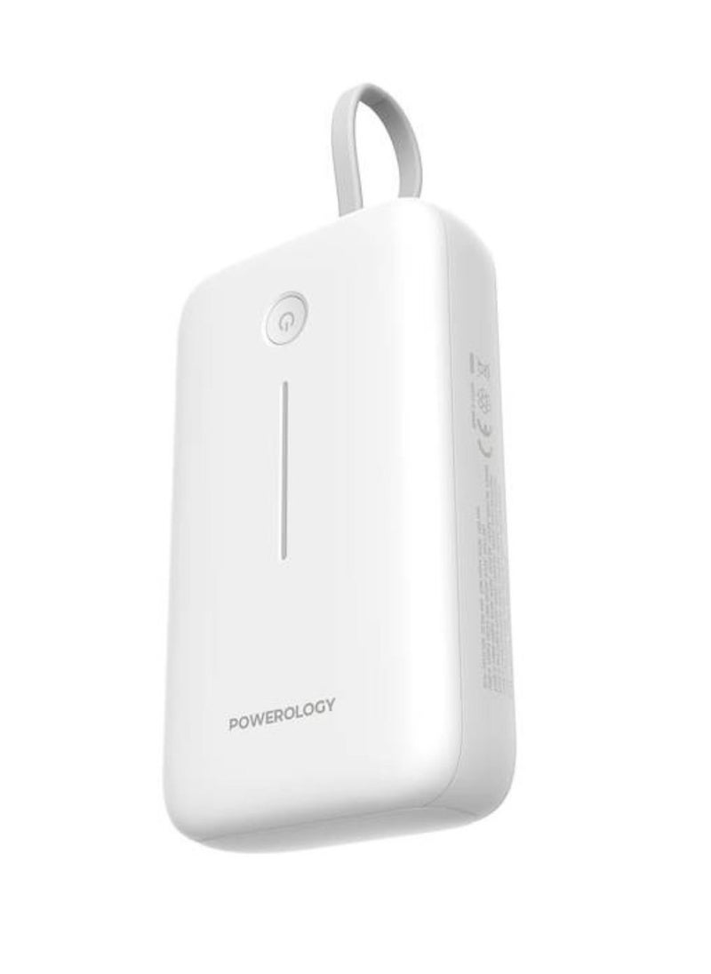 20000mAh Power Bank with Detachable USB-C Wire, 30W Power Delivery, 3-Device Charging, Long Time Standby, Universal Phone Compatibility, Built-in Safeguards - White