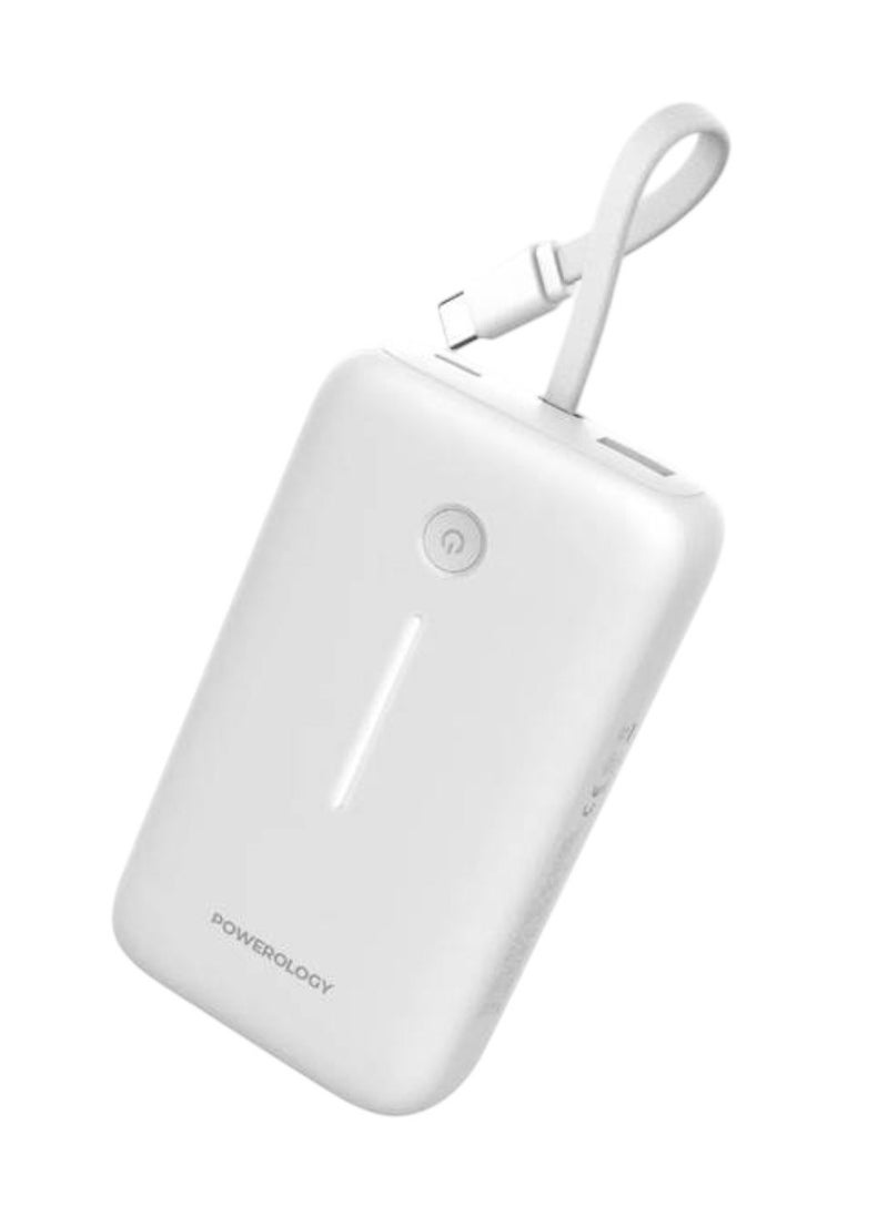 20000mAh Power Bank with Detachable USB-C Wire, 30W Power Delivery, 3-Device Charging, Long Time Standby, Universal Phone Compatibility, Built-in Safeguards - White