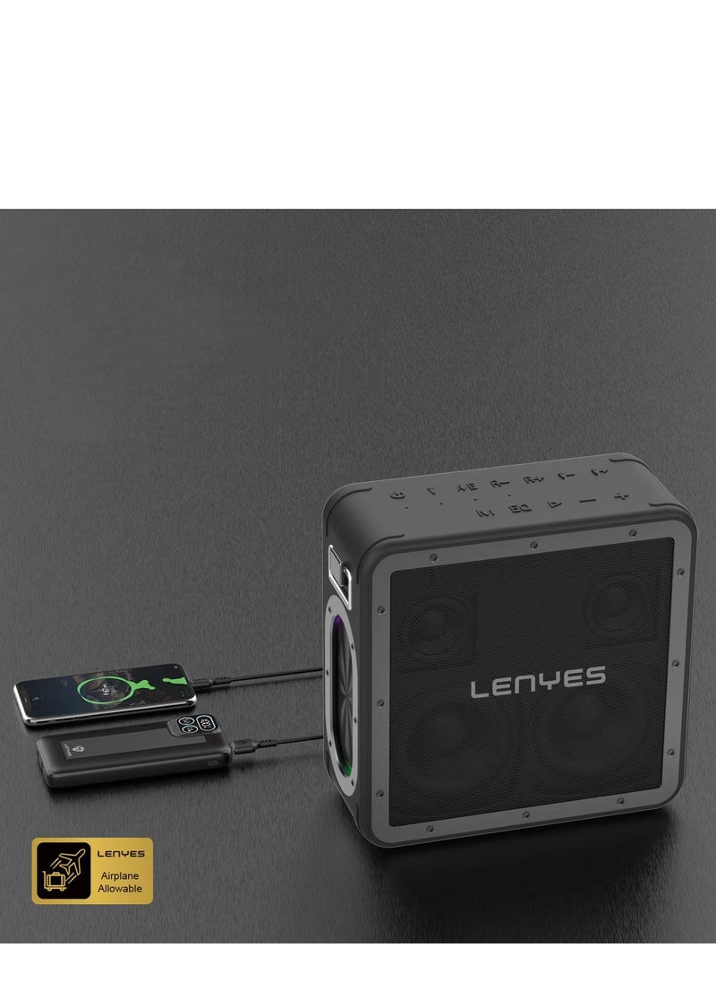 Lenyes S823 Wireless Speaker with Bluetooth V5.0，21600mah Mobile Power Forward And Reverse Charging Function，6.5MM Audio Cable Support A  Variety Of Wired Music Devices.