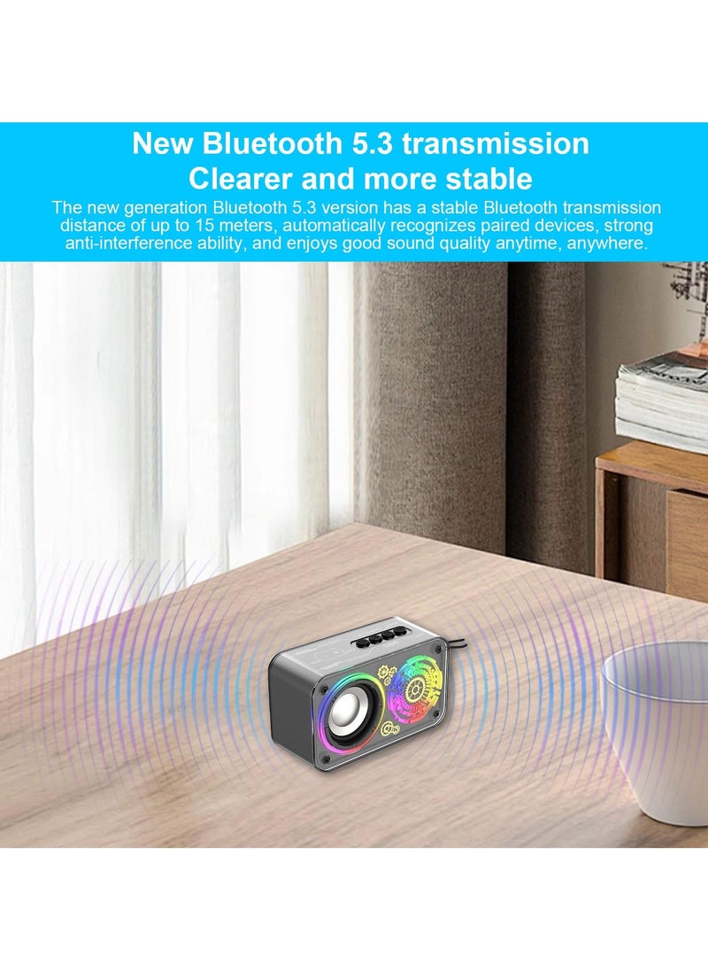 Portable Bluetooth Speaker, Outdoor Compact Wireless Portable Big Speakers with Subwoofer, Wireless Bluetooth Speaker Cool Glittering Bluetooth Speaker Stylish Gift, for Gifts Home Party