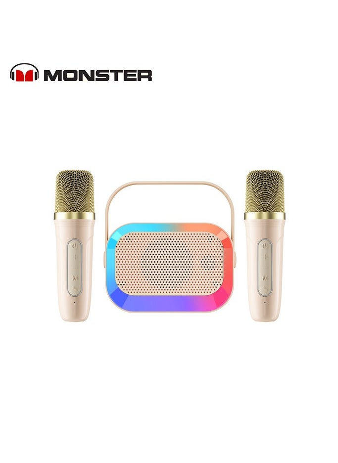 Monster GK600 Wireless Speakers Mic Set Bluetooth Audio Portable Handheld Mic Family KTV Multifunctional Playback Loudspeaker With RGB lights