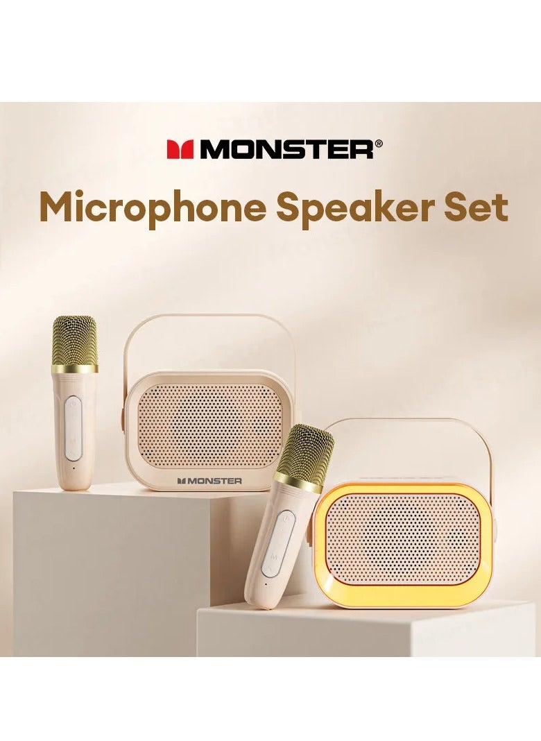 Monster GK600 Wireless Speakers Mic Set Bluetooth Audio Portable Handheld Mic Family KTV Multifunctional Playback Loudspeaker With RGB lights