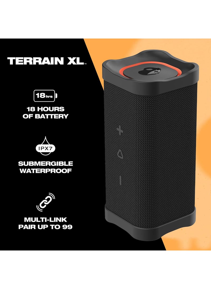 Terrain XL Wireless Bluetooth Speaker - IPX7 Waterproof Portable Speaker, 18 Hour Battery, Nylon Wrist Wrap, True Wireless Stereo Black