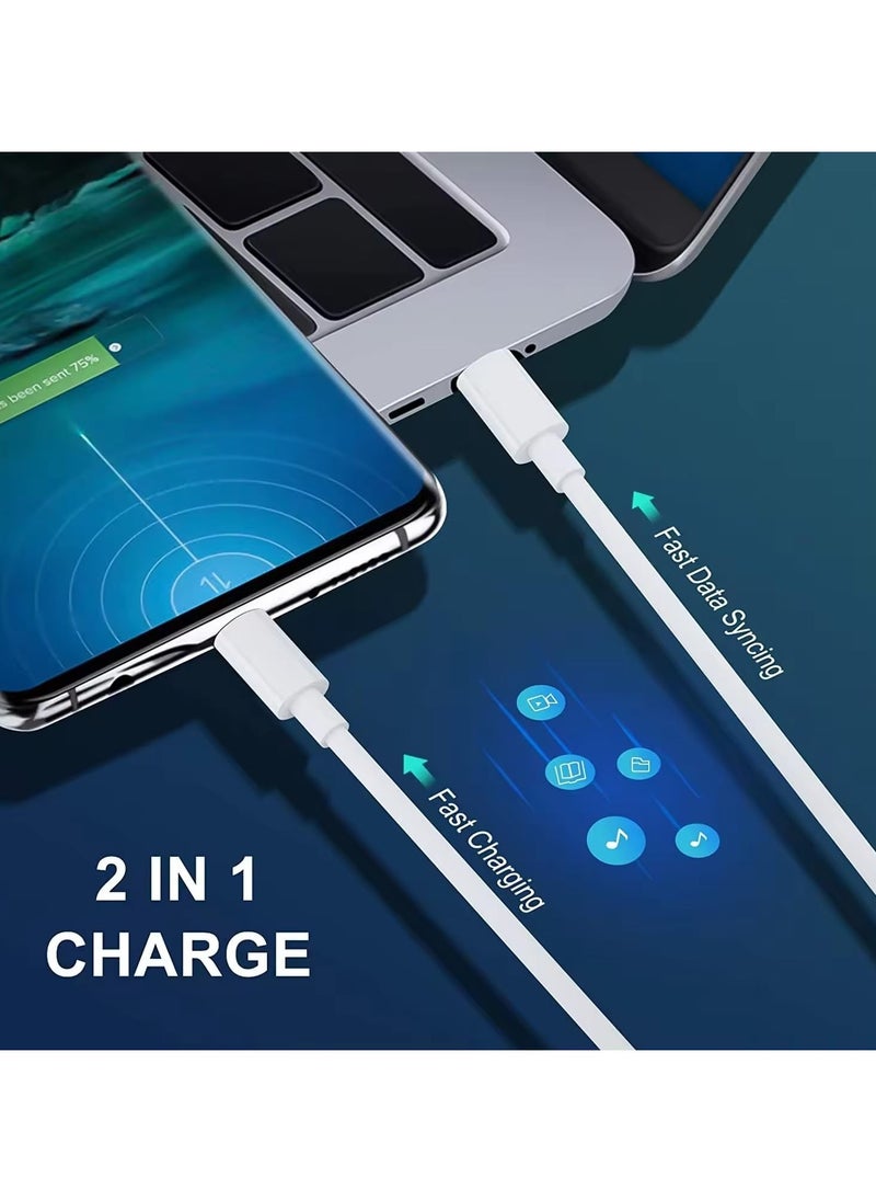 Power Flow USB C Cable 60W, USB-C to USB-C Cable 2 meter, USB C Charger Cable for iPhone 15, Mac Book Pro 2020, iPad Pro 2020, Switch, Samsung Galaxy S20 Plus S9 S8 Plus, Pixel, Laptops and lot more