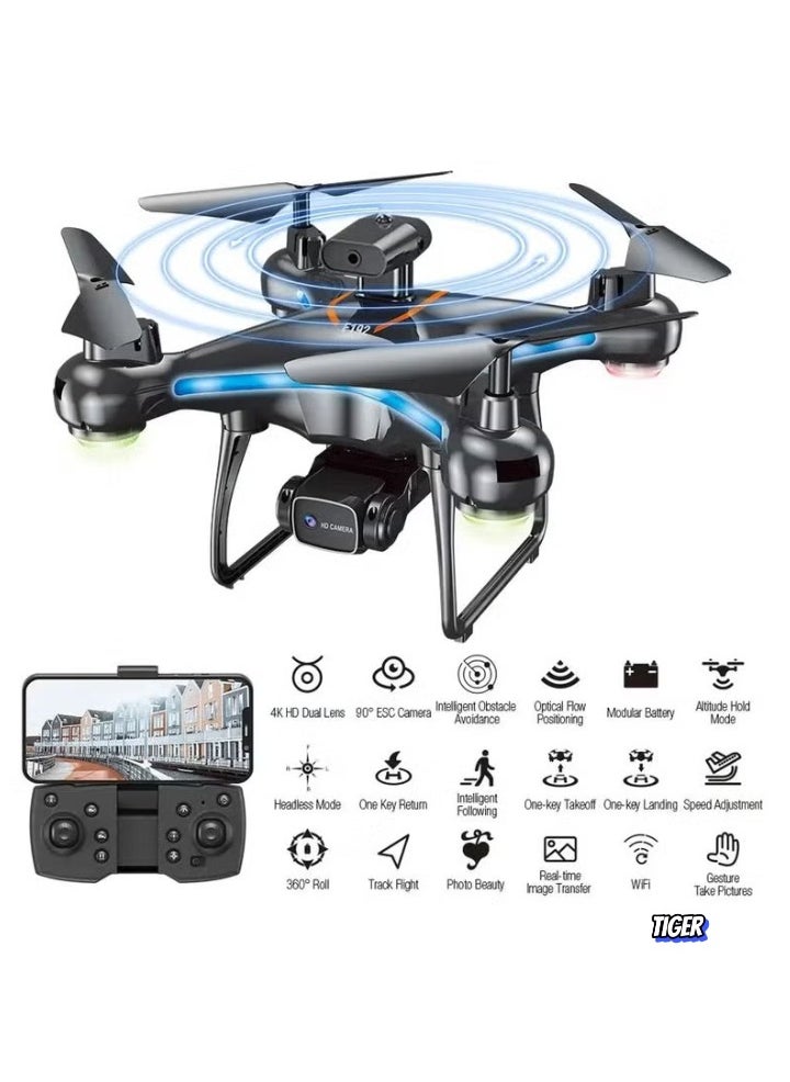 F192 Drone with HD Camera – 90° Remote ESC Camera, Multifunctional Mini Drone with Optical Flow Positioning, Handless Mode, Altitude Mode, 360° Flip, WiFi, One Key Return, Obstacle Avoidance, LED Lights