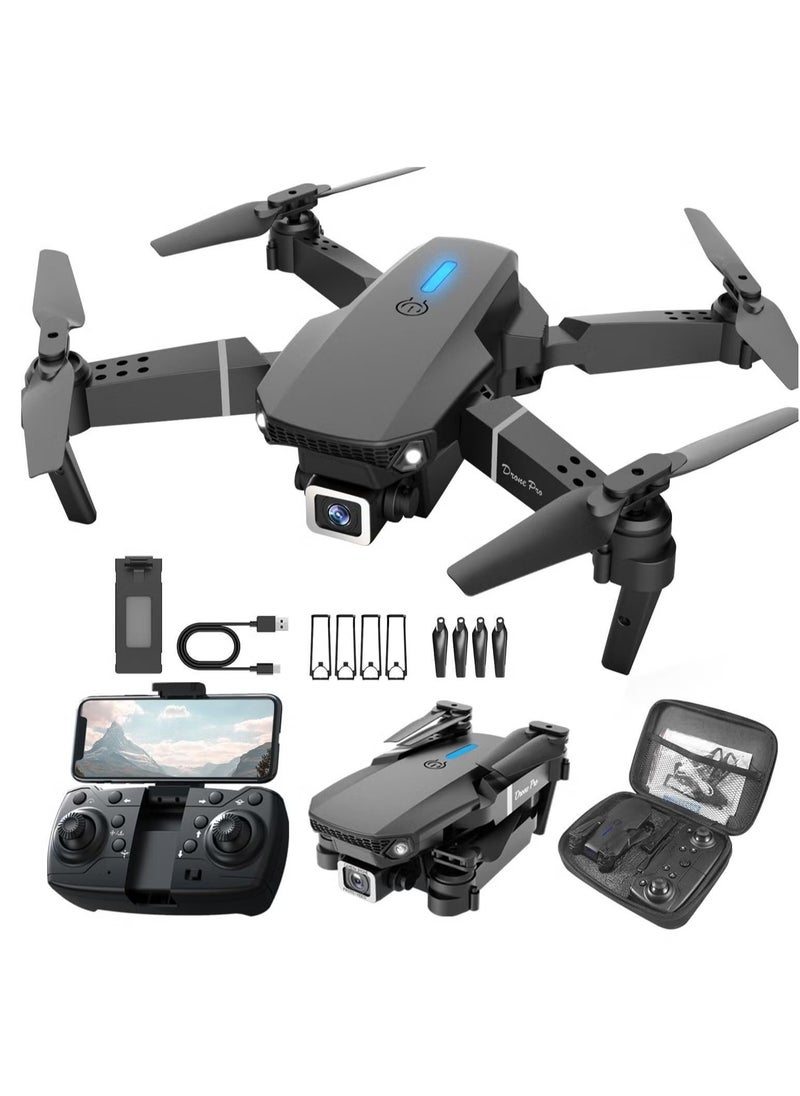 E88 4K HD Drone – Foldable Aerial Drone Aircraft for Beginners, 2.4GHz Real-Time Transmission, 360° Roll, Long Battery Life, Headless Mode, Trajectory Flight, One Key Return