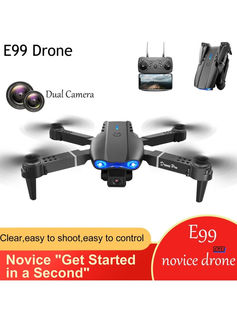 E99 Pro Professional Entry-Level Drone – Dual Camera FPV WiFi, High Altitude Hovering, Outdoor Party Overhead Shots, Beginner-Friendly, Black