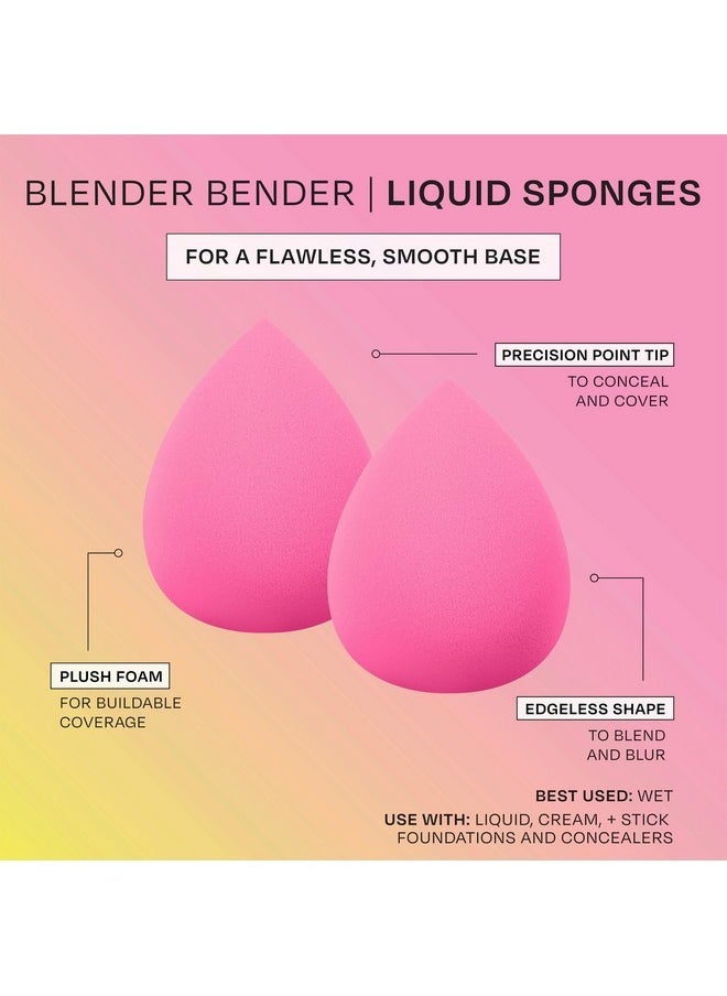 Blender Bender Makeup Sponge 8 Count Set, For Liquid & Cream Foundation, Precision Makeup Blending Sponges, For Natural, Buildable Coverage, Vegan, Cruelty-Free, & Latex-Free, Pink Sponge