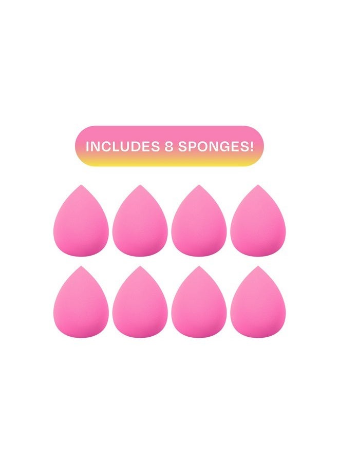 Blender Bender Makeup Sponge 8 Count Set, For Liquid & Cream Foundation, Precision Makeup Blending Sponges, For Natural, Buildable Coverage, Vegan, Cruelty-Free, & Latex-Free, Pink Sponge