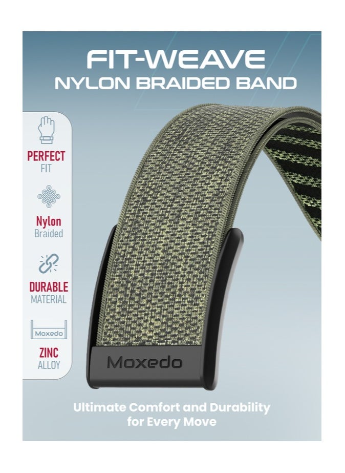 Moxedo Fit-Weave Nylon Braided Band - Cray Green