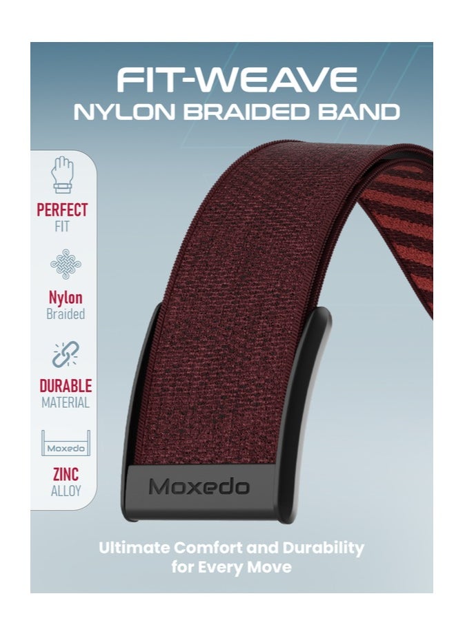 Moxedo Fit-Weave Nylon Braided Band - Pomegranate Red