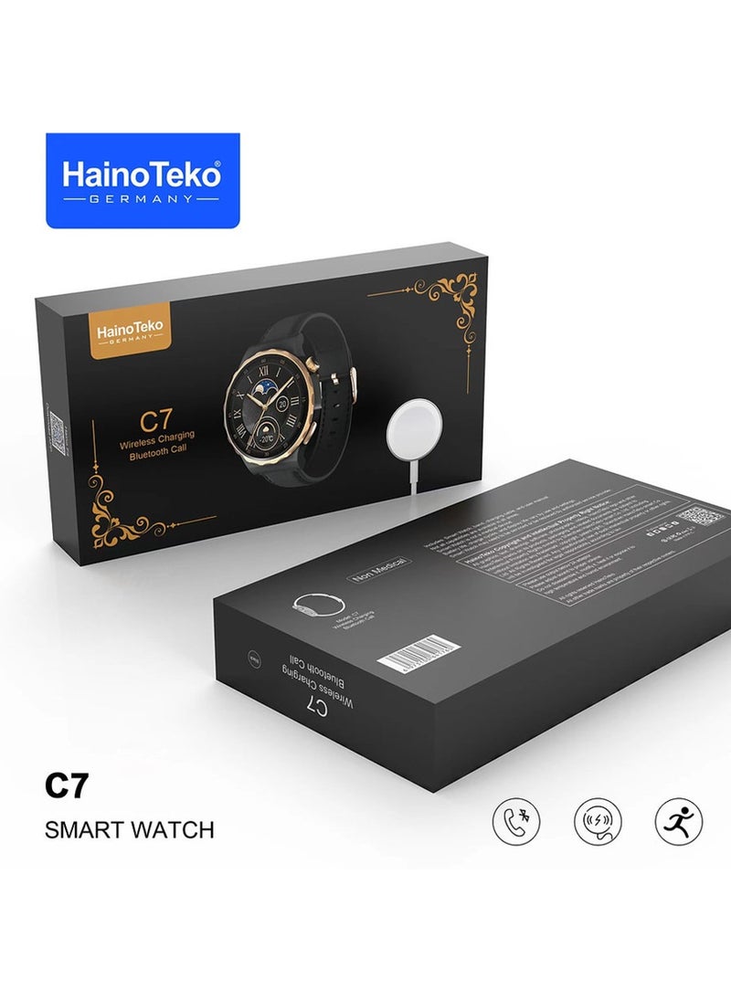 C7 Smart Watch Round Shape Dial with Wireless Charger