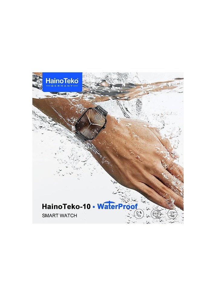 HainoTeko-10 Waterproof Smart Watch With AMOLED Display Voice Assistant Social App Integration and 3 Pair Straps Designed For Mens and Boys Black