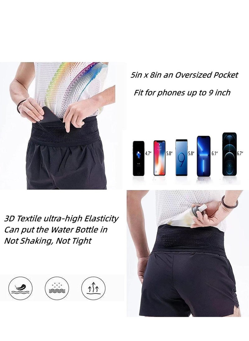 Running Belt, Running Funny Pack for Phone, Moisture Wicking Storage Belt Bag for Walking Travel Sports Hiking Workout Women Men 4 Large Security Pockets