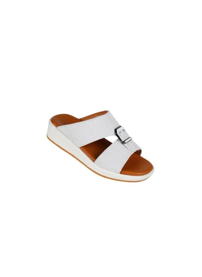 008-3677 Barjeel Uno Boys Arabic Sandals MSA124 B White 26