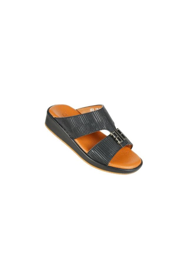 008-3672 Barjeel Uno Boys Arabic Sandals MSA139 B Black 26