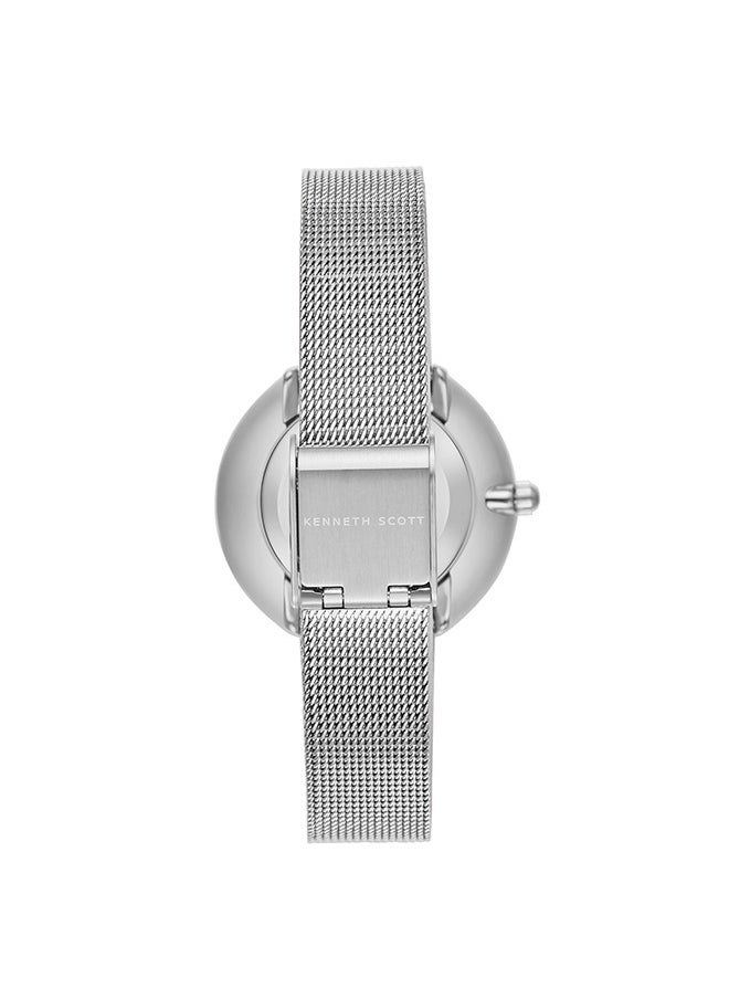 Kenneth Scott K23535-SMSG Women Analog Display Watch & Stainless Steel Strap Silver