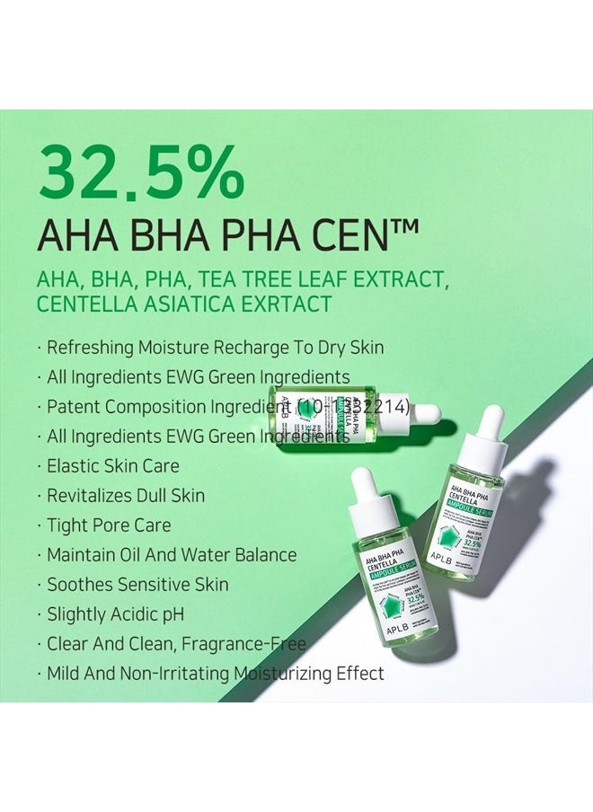 AHA BHA PHA Centella Ampoule Serum | AHA BHA PHA CEN™ 32.5% 1.35 FL.OZ/Korean Skincare, Exfoliant, Long lasting moisturizing, Revitalize for gentle and improve skin texture