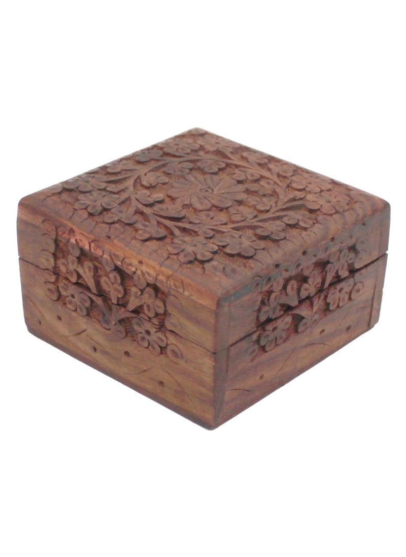 Wooden Incense Burner With Carving Work - 10 X 7.5 cm