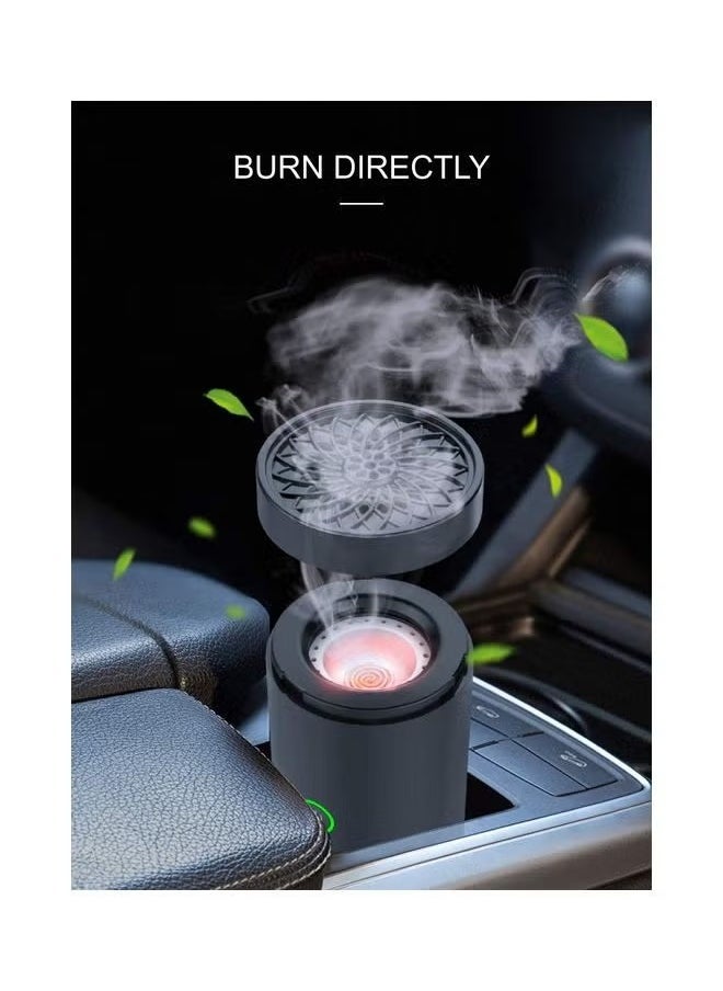 Car USB Type-C Rechargeable Incense Burner, Portable Aromatic Diffuser, 16.4x9.6x9.4 cm, Black