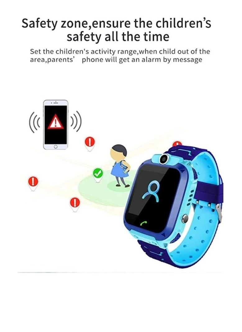 Waterproof Smart Watch Touch Screen with SOS Call Voice Chat Alarm Clock Compatible with Android iOS Phones Blue