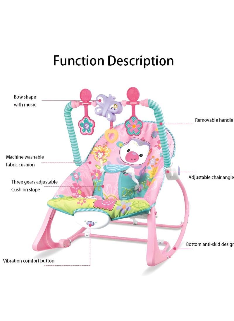 3-in-1 Vibrating And Hanging Toys Baby Bouncer Seat  Infant to With Music Toddler Rocker 0-30 Months