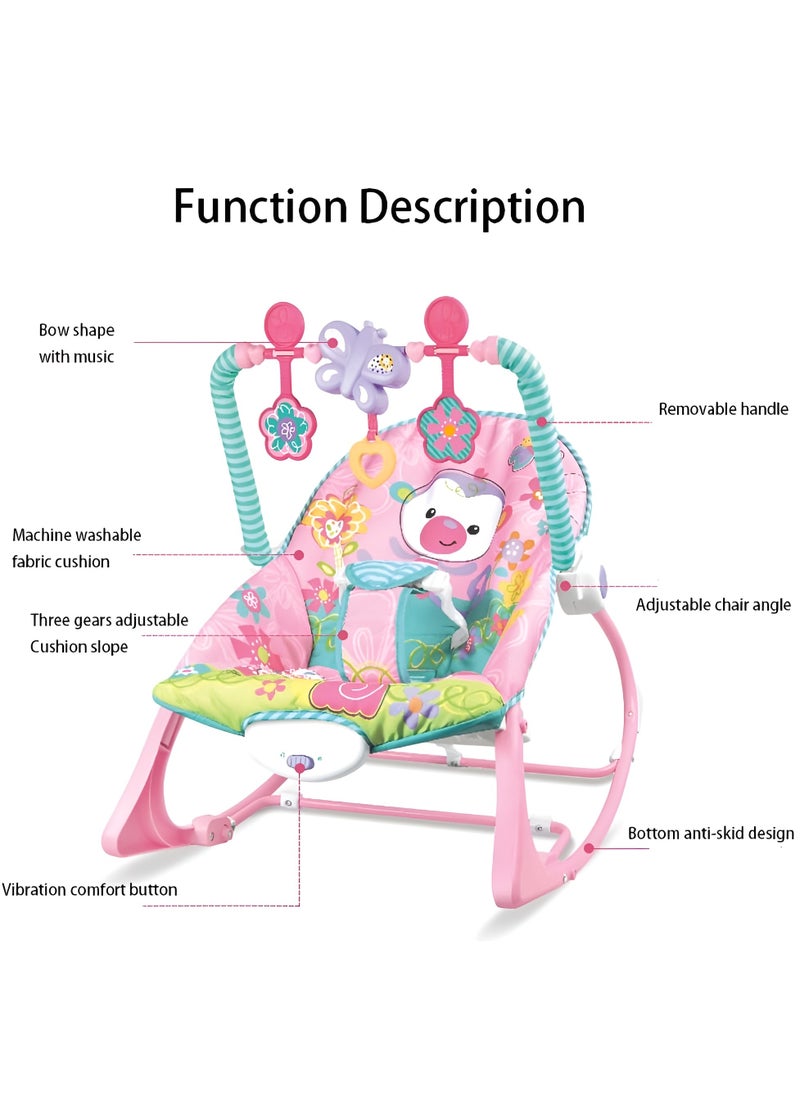 3-in-1 Vibrating And Hanging Toys Baby Bouncer Seat  Infant to With Music Toddler Rocker 0-30 Months