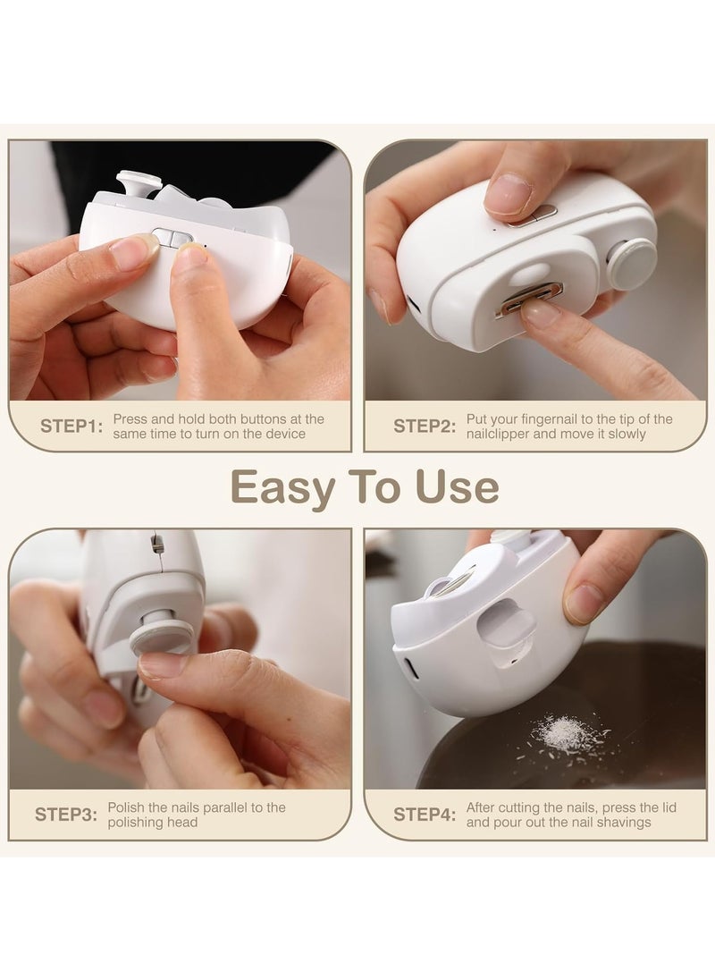 Electric Nail Clippers High Speed Nail Art Machine Fully Automatic Mini Nail Grinder Baby and Elderly Nail Scissors White