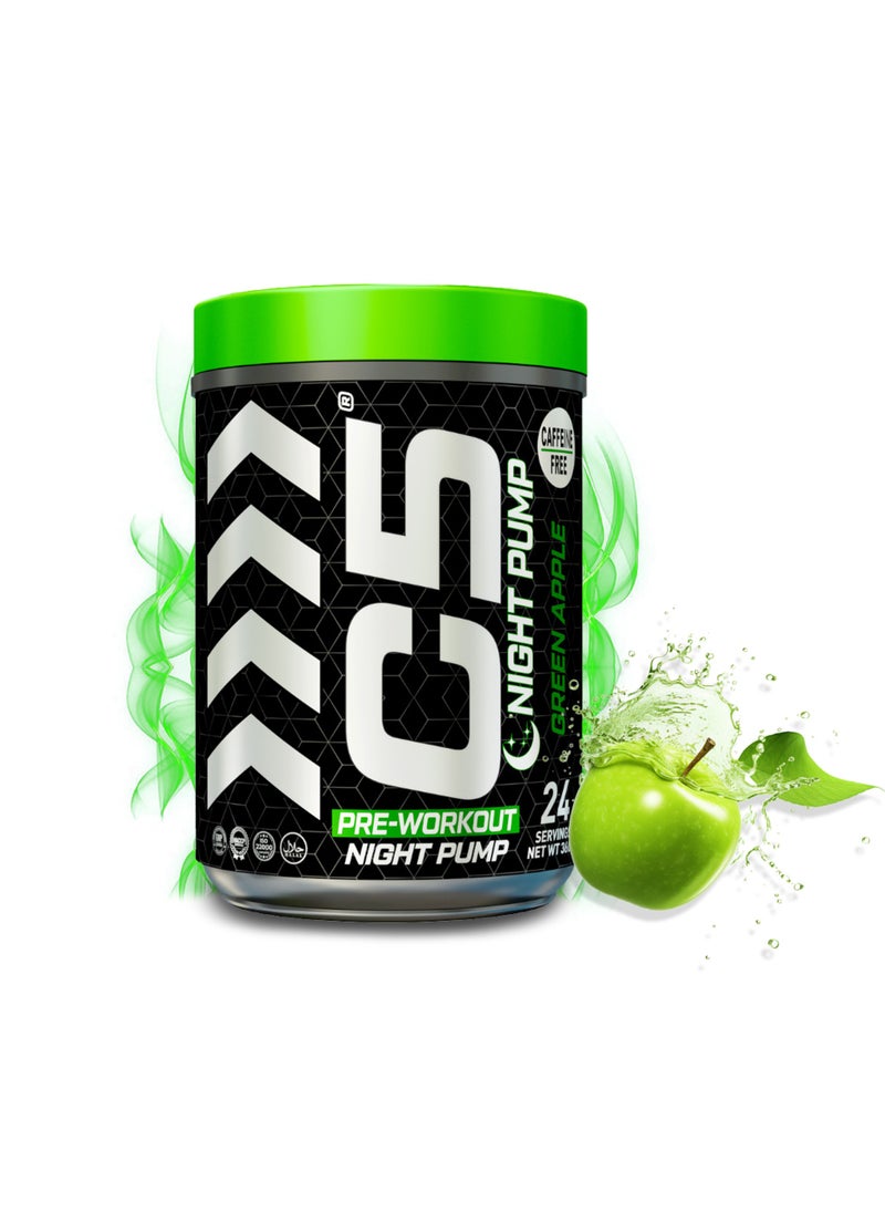 C5 Night Pre Workout Powder Green Apple- 24 Servings, Free Caffeine - Sugar Free-Zero Calories-Beta Alanine-Citrulline Malate, High-Performance PreWorkout Booster Supplement